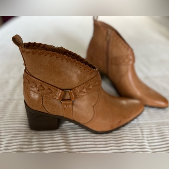 Frye and Co. Palma Stacked Heel Boots Booties Caramel Tan Western Women’s 11 - Picture 2 of 11